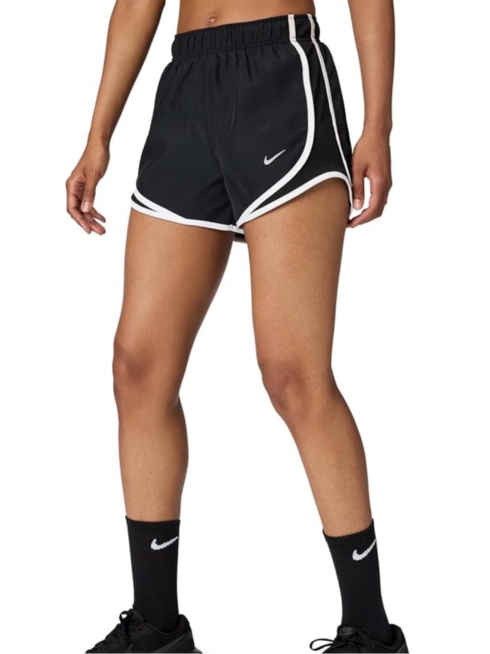 Nike Tempo Dri-Fit Black Athletic Shorts with White Trim